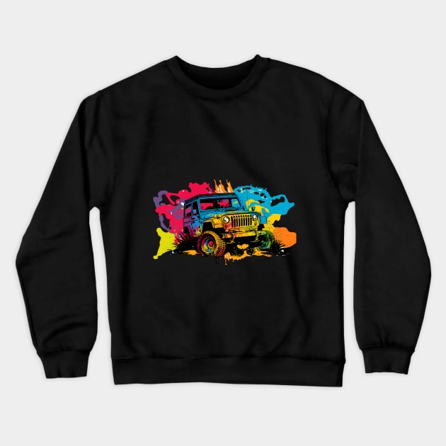 4x4 Jeep Wrangler Illustration for Jeep Lovers Crewneck Sweatshirt by mrsticky